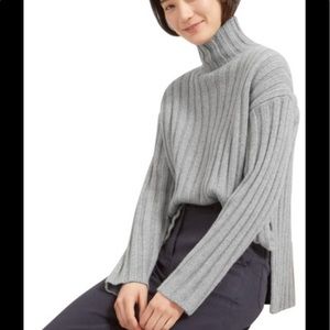 Everlane Thick Ribbed Wool Cashmere Turtleneck Gray Sweater Size Small